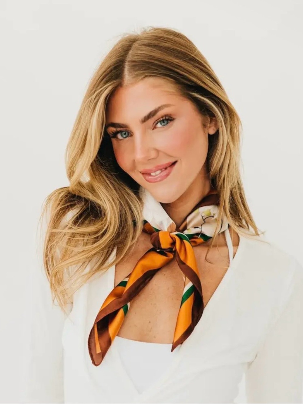 Pretty Simple Fiona Floral Square Scarf | Taupe Floral | New